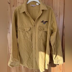 Men’s Wear Guard Embroidered Pheasant Mustard Yellow Button Up